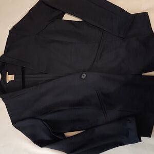 Duluth Jacket Blazer Womens 12 Black One Button Pockets Stretch Equestrian